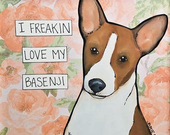 Love My Basenji, dog wall art print