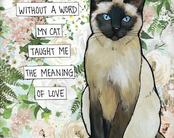 Meaning of Love, cat wall art print