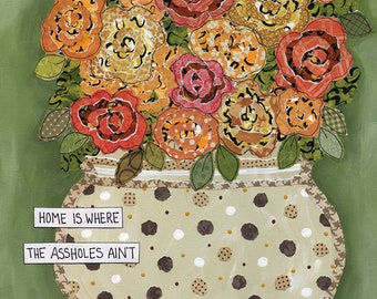 Home is Where, floral wall art print