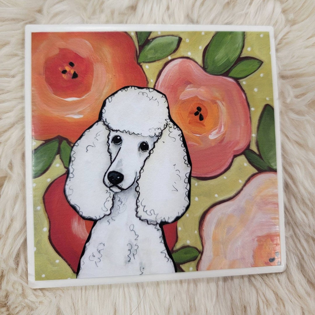 Poppy Glass Tile Poodle Poppies Ceramic Tile - Etsy