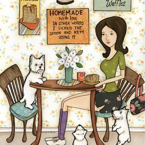 ORIGINAL PAINTING Homemade With Love- West Highland Terrier Westie dog Original mixed media painting