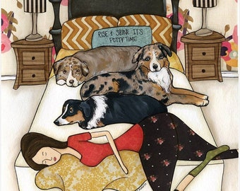 Rise and Shine, Australian Shepherd dog wall art print gifts