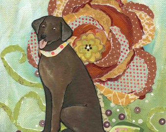 Chocolate Lab, Labrador retriever dog wall art print