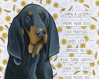 Move On, Coonhound dog wall art print. Great gift ideas for dog lovers.