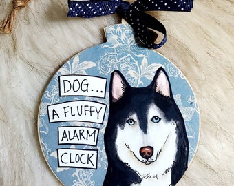 ONE of a KIND ORIGINAL Husky, handpainted dog ornament