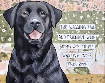 Bring Joy, Black Labrador Retriever dog wall art print