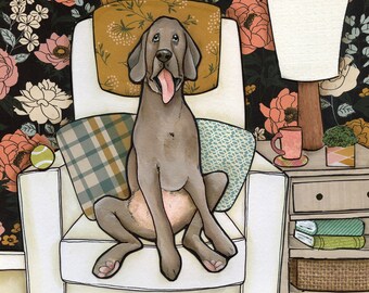 Go Find Yourself, Weimaraner dog wall art print