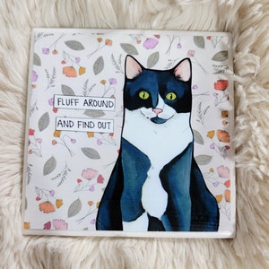 Fluff Around cat decorative tile