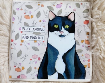 Fluff Around cat decorative tile