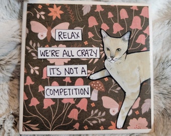 Competition, cat decorative coaster tile