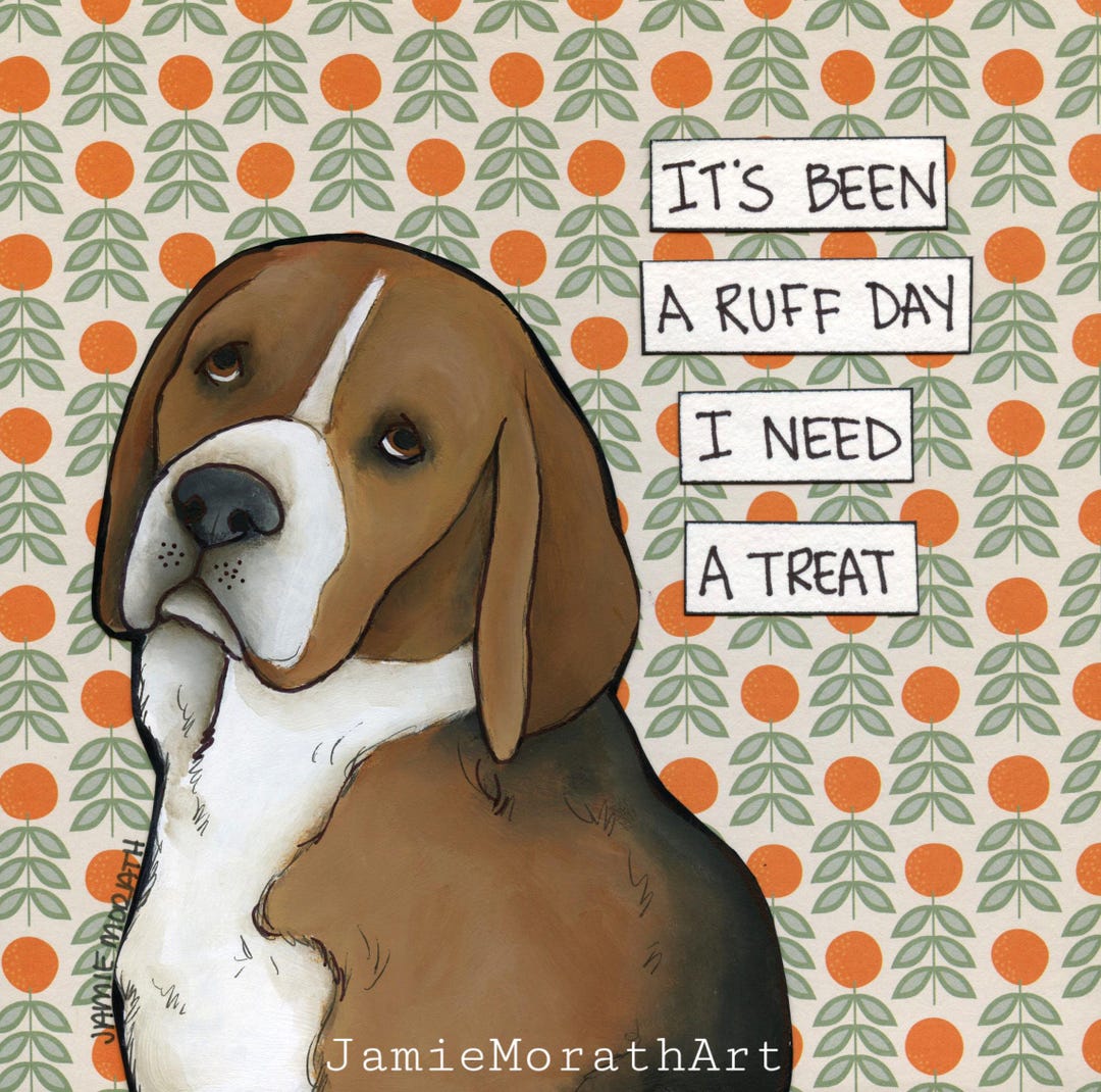 Dog Ruff Day Beagle Dog Art Print: