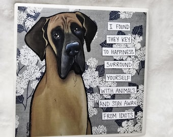 Key To Happiness, Great Dane dog coaster tile