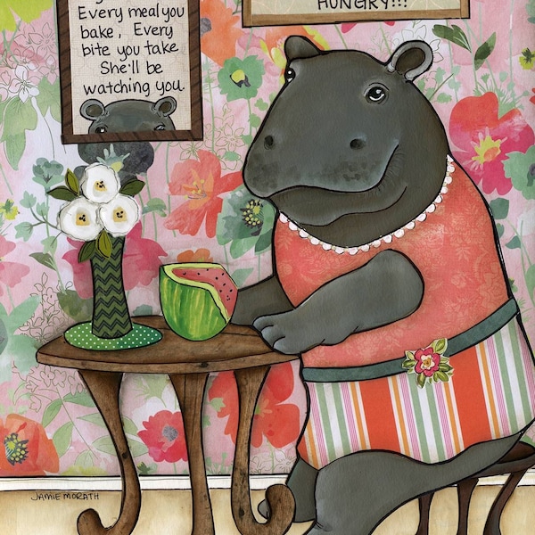 Just a Girl, Hippo wall art print