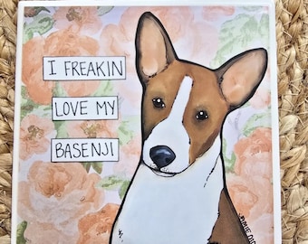 Love My Basenji, dog decorative coaster tile