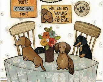 Groceries Are Here, dachshund dog wall art print