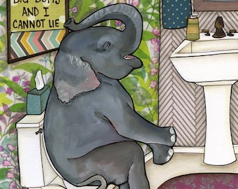 Big Butts, elephant wall art print