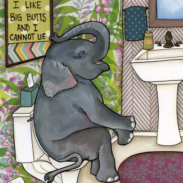 Big Butts, elephant wall art print