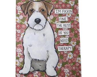 NEED THERAPY, Jack Russell Terrier dog handmade wall art sign