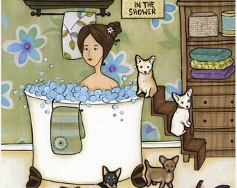 Chihuahuas and Bubbles, dog wall art print gifts