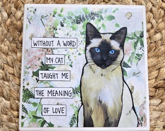 Meaning of Love, cat decorative coaster tile