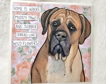Wildflowers, Mastiff dog coaster tile