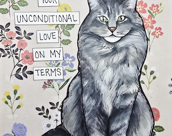 On My Terms, cat wall art print