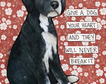 Never Break It, Doodle dog wall art print gifts