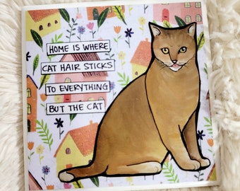 Home is Where cat decorative tile