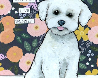 That Loves You, Bichon Frise dog wall art print gift