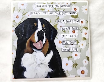 Bernese Mountain dog, decorative coaster tile, Best Friend