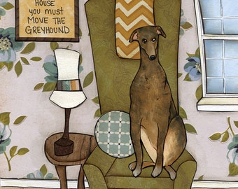 Move the Greyhound- original mixed media painting