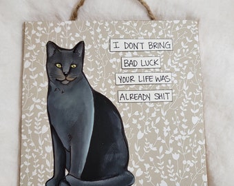 ORIGINAL hand painted Bad Luck cat #17
