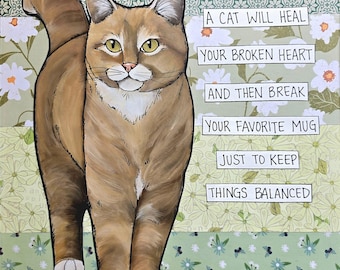 Keep Things Balanced, cat wall art print