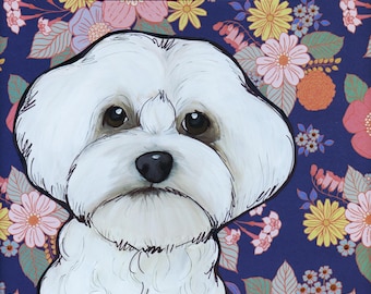 Pee Alone, Maltese dog wall art print. Great gift ideas for dog lovers.