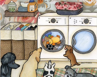 Wash Schedule, dog wall art print