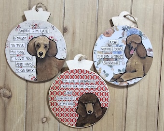 Red Poodle Dog Ornaments