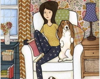 Move The Basset, Basset Hound dog wall art print. Great dog mom gifts ideas.