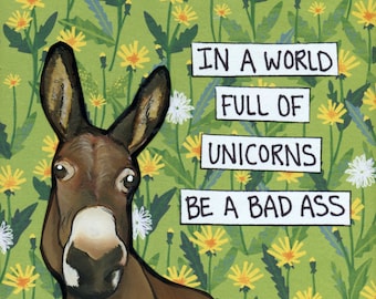 Bad Ass, donkey wall art print