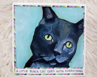 Little Black Cat decorative tile