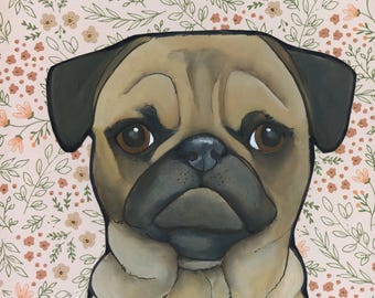Give a Fuck, pug dog wall art print. Great gift ideas for dog lovers.