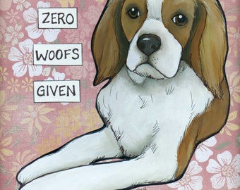 Zero Woofs Cavalier King Charles Spaniel dog wall art print