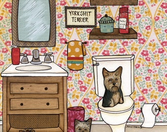 ORIGINAL PAINTING Yorkshit Terrier- Yorkshire terrier dog Yorkie Original mixed media painting