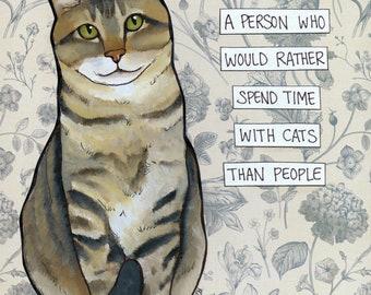 Cat Snob, cat wall art print gifts