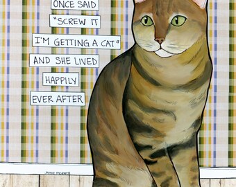 A Wise Woman, cat wall art print