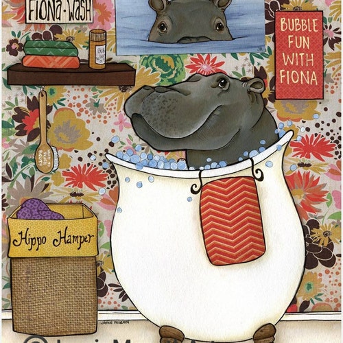 Fiona the Hippo Art Print - Etsy