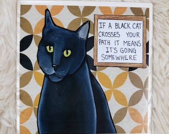 Black Cat decorative tile