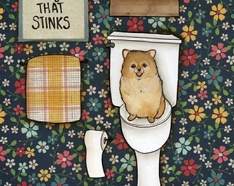 That Stinks, Pomeranian dog wall art print