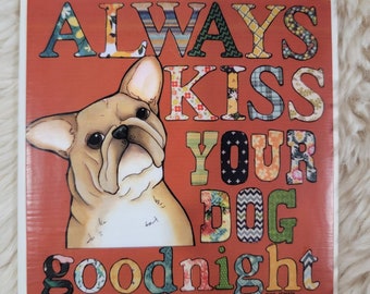 Kiss Goodnight French Bulldog ceramic tile