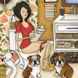 Bulldog Digest, English Bulldog dog wall art print gifts