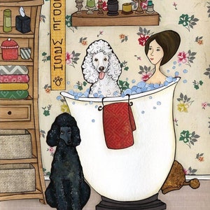 Washin Poodles, art print